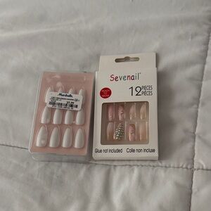 Seven7 White and Pink Press-On Nail Kit